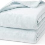 Hansleep 毛布 もうふ ひざ掛け ひざかけ 膝掛け ブランケット 通気 ハーフケット マイクロファイバー 柔らかく肌触り 暖かい フランネル 洗える 静電防止 四季適用 (70x100,アイスブルー)