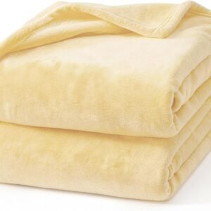 Hansleep 毛布 もうふ ひざ掛け 黄色 冷房対策 膝掛け ブランケット 通気 ハーフケット マイクロファイバー 柔らかく肌触り 暖かい フランネル 洗える 静電防止 四季適用 (70x100,イェロー)