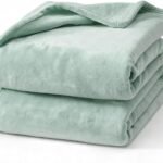 Hansleep 毛布 もうふ ひざ掛け ひざかけ 膝掛け ブランケット ハーフケット マイクロファイバー 柔らかく肌触り 暖かい フランネル 洗える 静電防止 四季適用 (70x100,カルダモングリーン)