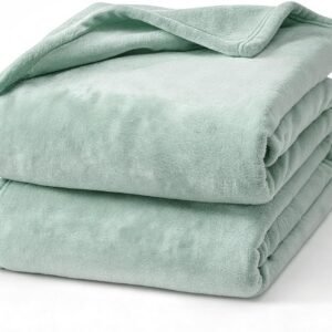 Hansleep 毛布 もうふ ひざ掛け ひざかけ 膝掛け ブランケット ハーフケット マイクロファイバー 柔らかく肌触り 暖かい フランネル 洗える 静電防止 四季適用 (70x100,カルダモングリーン)