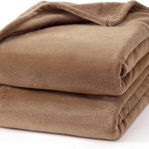 Hansleep 毛布 ひざ掛け オフィス ブランケット 通気 ハーフケット マイクロファイバー 柔らかく肌触り フランネル 洗える 静電防止 四季適用 (70x100,キャメル)