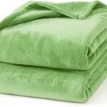 Hansleep 毛布 もうふ ひざ掛け ひざかけ 膝掛け ブランケット 通気 ハーフケット マイクロファイバー 柔らかく肌触り 暖かい フランネル 洗える 静電防止 四季適用 (70x100,グラスグリーン)