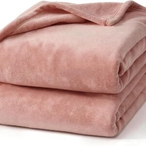 Hansleep 毛布 もうふ ひざ掛け ひざかけ 膝掛け ブランケット ハーフケット マイクロファイバー 柔らかく肌触り 暖かい フランネル 洗える 静電防止 四季適用 (70x100,グレーピンク)