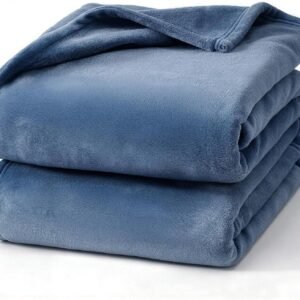 Hansleep 毛布 もうふ ひざ掛け ひざかけ 膝掛け ブランケット ハーフケット マイクロファイバー 柔らかく肌触り 暖かい フランネル 洗える 静電防止 四季適用 (70x100,スモッグブルー)