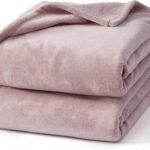 Hansleep 毛布 もうふ ひざ掛け ひざかけ 膝掛け ブランケット ハーフケット マイクロファイバー 柔らかく肌触り 暖かい 洗える 静電防止 四季適用 (70x100,スモーキーピンク)