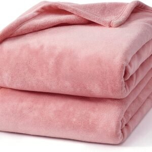 Hansleep 毛布 もうふ ひざ掛け ひざかけ 膝掛け ブランケット 通気 ハーフケット マイクロファイバー 柔らかく肌触り 暖かい フランネル 洗える 静電防止 四季適用 (70x100,スモーキーローズ)