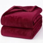 Hansleep 毛布 もうふ ひざ掛け ひざかけ 膝掛け ブランケット 通気 ハーフケット マイクロファイバー 柔らかく肌触り 暖かい フランネル 洗える 静電防止 四季適用 (70x100,バーガンディ)