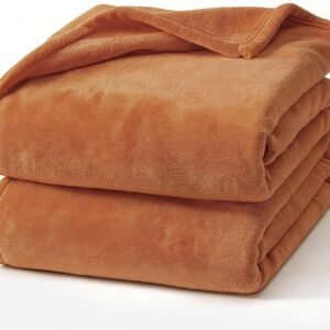 Hansleep 毛布 もうふ ひざ掛け ひざかけ 膝掛け ブランケット 通気 ハーフケット マイクロファイバー 柔らかく肌触り 暖かい フランネル 洗える 静電防止 四季適用 (70x100,パンプキンオレンジ)