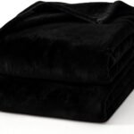 Hansleep 毛布 もうふ ひざ掛け ひざかけ 膝掛け ブランケット 通気 ハーフケット マイクロファイバー 柔らかく肌触り 暖かい フランネル 洗える 静電防止 四季適用 (70x100,ブラック)