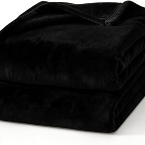 Hansleep 毛布 もうふ ひざ掛け ひざかけ 膝掛け ブランケット 通気 ハーフケット マイクロファイバー 柔らかく肌触り 暖かい フランネル 洗える 静電防止 四季適用 (70x100,ブラック)