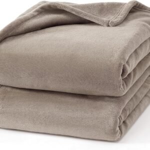 Hansleep 毛布 もうふ ひざ掛け ひざかけ 膝掛け ブランケット 通気 ハーフケット マイクロファイバー 柔らかく肌触り 暖かい フランネル 洗える 静電防止 四季適用 (70x100,モカブラウン)