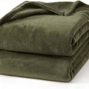 Hansleep 毛布 もうふ ひざ掛け ひざかけ 膝掛け ブランケット ハーフケット マイクロファイバー 柔らかく肌触り 暖かい 洗える 静電防止 四季適用 (70x100,モスグリーン)