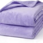 Hansleep 毛布 もうふ ひざ掛け ひざかけ 膝掛け ブランケット 通気 ハーフケット マイクロファイバー 柔らかく肌触り 暖かい フランネル 洗える 静電防止 四季適用 (70x100,ライトパープル)