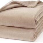 Hansleep 毛布 もうふ ひざ掛け ひざかけ 膝掛け ブランケット 通気 ハーフケット マイクロファイバー 柔らかく肌触り 暖かい フランネル 洗える 静電防止 四季適用 (70x100,ライトベージュ)