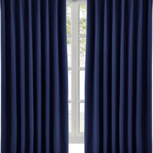 Hansleep カーテン 1級遮光 2枚組 幅100cm丈140cm ネイビー 断熱 防寒 防音 省エネ 厚手 無地 おしゃれ 洗える リビング用 (ネイビー, 幅100cm×丈140cm)