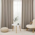 Hansleep カーテン 遮光カーテン 4枚セット 1級遮光 カーキ 幅100cm丈195cm 断熱 防寒 防音 省エネ 無地 洗える 寝室 リビング用 (ドレープカーテン2枚・レースカーテン2枚)