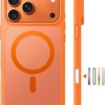 TORRAS iPhone 17 Pro 用ケース 【米軍進化耐衝撃・高性能Magsafe対応】指紋防止 黄変防止 米軍保護工学 マグネット搭載 衝撃吸収 頑丈 カメラコントロールボタン付き ストラップホール 半透明 Guardian-Mag オレンジ色