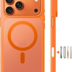 TORRAS iPhone 17 Pro 用ケース 【米軍進化耐衝撃・高性能Magsafe対応】指紋防止 黄変防止 米軍保護工学 マグネット搭載 衝撃吸収 頑丈 カメラコントロールボタン付き ストラップホール 半透明 Guardian-Mag オレンジ色
