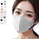 [jphanamori] マスク 立体 不織布 バイカラー おしゃれ スモークグレー 3D4層53枚A（丸顔）