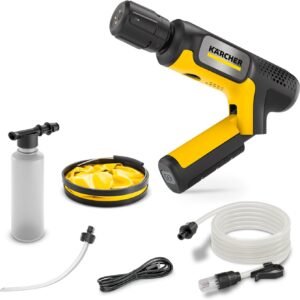 【Amazon.co.jp限定】ケルヒャー(Karcher) コードレス高圧洗浄機 OC Handy Compact Plus CB ハンディエア USB-C充電式(10W以上推奨) 水道接続不要/折りたたみバケツ付き 丈夫なホース 高性能4in1ノズル バッテリー一体型 ペットボトル使用可能 簡単セットアップ/モバイル コンパクト 軽量/洗車 ベランダ 玄関 1.328-124.0