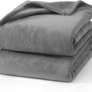 Hansleep 毛布 もうふ ひざ掛け 膝掛け ブランケット 通気 ハーフケット マイクロファイバー 柔らかく肌触り 暖かい フランネル 洗える 静電防止 四季適用 (70x100,グレー)