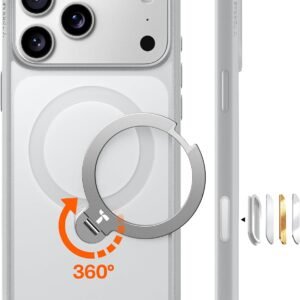 TORRAS iPhone 17 Pro Max 用 ケース【多機能一体・360°新定点回転スタンド】 Magsafe対応 高耐久性 耐衝撃 ゼンマイ式スタンド リング 縦横両対応 マグネット搭載 急速充電対応 指紋防止「Ostand Q3 Spin」チタングレー