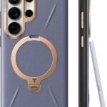 TORRAS Samsung Galaxy S26 Ultra 用 ケース【新感覚レザー・スキンタッチ】Ostand Q3 レザートーン MagSafe対応 リング スタンド 360°定点回転 縦横両対応 マグネット搭載 革 カメラコントロールボタン 米軍規格 耐衝撃 指紋防止 パープル