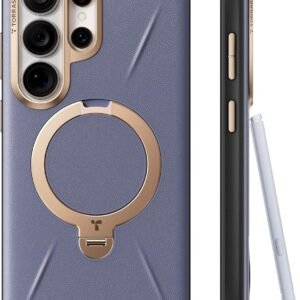 TORRAS Samsung Galaxy S26 Ultra 用 ケース【新感覚レザー・スキンタッチ】Ostand Q3 レザートーン MagSafe対応 リング スタンド 360°定点回転 縦横両対応 マグネット搭載 革 カメラコントロールボタン 米軍規格 耐衝撃 指紋防止 パープル