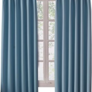 Hansleep カーテン 1級遮光 2枚組 幅100cm丈120cm ストーンシアン 断熱 防寒 防音 省エネ 厚手 無地 おしゃれ 洗える リビング用 (ストーンシアン, 幅100cm×丈120cm)