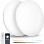 「Coizabera」LED シーリングライト 6畳 28W 3600lm 2個セット 調光調色 リモコン操作 スマホAPP操作 天井照明器具 電気 蛍光灯 洋室 和室 リビング/キッチン/寝室/洗面所 適用 白枠2個セット 5年保証