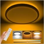 Coizabera LEDシーリングライト 6畳 3600lm 間接光付き 常夜灯 おしゃれな天井照明 φ30cm 調光・調色機能 極薄デザイン 日光モード搭載 雰囲気を演出するナイトライト 電気蛍光灯 リモコン操作対応 6～8畳用 寝室/リビング/キッチンに適用 （黒枠）
