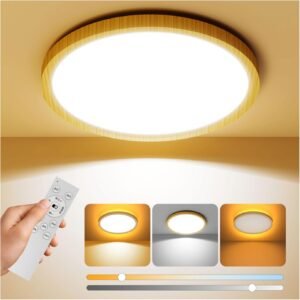 Coizabera LEDシーリングライト 6畳-8畳 和風 木目調 28w 3600lm 調光調色 間接光常夜灯付き 照明 天井 電気 蛍光灯 リモコン付き スマホAPP対応 6畳 Ceiling Light 和室/寝室/リビング/書斎/玄関/廊下/台所適用