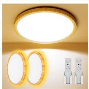 LEDシーリングライト 6畳-8畳 2個セット 和風 木目調 28w 3600lm 調光調色 間接光常夜灯付き 照明 天井 電気 蛍光灯 リモコン付き スマホAPP対応 6畳 Ceiling Light 和室/寝室/リビング/書斎/玄関/廊下/台所適用