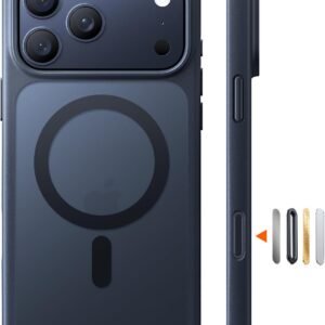 TORRAS iPhone 17 Pro Max 用ケース 【米軍進化耐衝撃・高性能Magsafe対応】指紋防止 黄変防止 米軍保護工学 マグネット搭載 衝撃吸収 頑丈 カメラコントロールボタン付き ストラップホール 半透明 Guardian-Mag ブラック