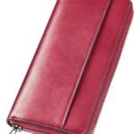 財布 メンズ 栃木レザー 長財布 本革 大容量 ファスナー式 一流の財布職人が作る レディース財布 ウォレット 牛革 小銭入れ サイフ コンパクト シンプル 無地 男性 紳士用 おしゃれ 男女兼用 父の日 母の日 人気ブランド プレゼント (ダークレッド)