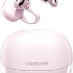 【VANBOKEE】 H15 イヤーカフ型 イヤホン Bluetooth ワイヤレスイヤホン オープンイヤー 重低音 防漏音 最大34時間駆動 急速充電対応 軽量 人間工学設計 防漏音 オフィス/通勤/スポーツ/プレゼント (ピンク)