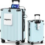 [Augustre] スーツケース 機内持ち込み 超軽量 キャリーケース 大型 軽量 多機能 キャリーバッグ 静音 耐衝撃 ダブルキャスター S/M/Lサイズ カップホルダー付 USB充電機能 隠しフック機能 360度回転 TSAローク搭載 ファスナー式 旅行 ビジネス 出張 (ブルー, L（7泊~長期旅行/95L）)