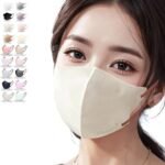 [jphanamori] マスク 立体 不織布 バイカラー おしゃれ ライトラテ 3D4層53枚A（丸顔）