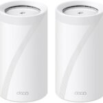 【Amazon.co.jp限定】TP-Link WiFi 7 ルーター メッシュ WiFi システム 8-ストリーム トライバンド 11520 Mbps (6GHz) + 2880 Mbps (5GHz) + 688Mbps (2.4GHz) 10Gbps イーサネットポートx1 シームレスAIメッシュ MLO 320MHz 【 iphone 17 対応】 Deco BE75 2-pack