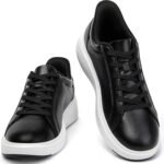 [SOARHOPE] スニーカー 防水 【立ったままスッと履ける 理学療法士推薦】 ウォーキングシューズ ビジネス スニーカー 革 黑 メンズ レディース 世界一快適 通勤 歩きやすい 立ち仕事 軽量 厚底