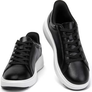 [SOARHOPE] スニーカー 防水 【立ったままスッと履ける 理学療法士推薦】 ウォーキングシューズ ビジネス スニーカー 革 黑 メンズ レディース 世界一快適 通勤 歩きやすい 立ち仕事 軽量 厚底