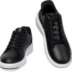 [SOARHOPE] スニーカー 防水 【立ったままスッと履ける 理学療法士推薦】 ウォーキングシューズ ビジネス スニーカー 革 黑 メンズ レディース 世界一快適 通勤 歩きやすい 立ち仕事 軽量 厚底