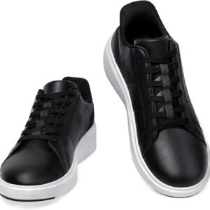 [SOARHOPE] スニーカー 防水 【立ったままスッと履ける 理学療法士推薦】 ウォーキングシューズ ビジネス スニーカー 革 黑 メンズ レディース 世界一快適 通勤 歩きやすい 立ち仕事 軽量 厚底