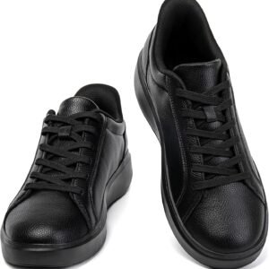 [SOARHOPE] スニーカー 防水 【立ったままスッと履ける 理学療法士推薦】 ウォーキングシューズ ビジネス スニーカー 革 黑 メンズ レディース 世界一快適 通勤 歩きやすい 立ち仕事 軽量 厚底