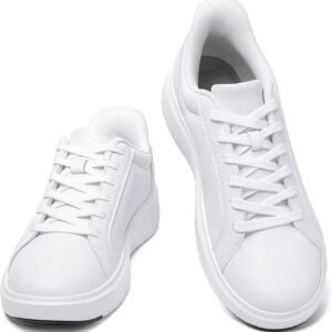 [SOARHOPE] スニーカー 防水 【立ったままスッと履ける 理学療法士推薦】 ウォーキングシューズ ビジネス スニーカー 革 黑 メンズ レディース 世界一快適 通勤 歩きやすい 立ち仕事 軽量 厚底