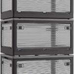 X XUNTAO【収納ボックス 折りたたみ】蓋付き 積み重ね 全方向から取り出せる 3個セット 収納ケース 衣類 布団 小物 収納 折り畳み コンテナ ボックス 大型 プラスチック キャスター付き おしゃれ 組立簡単 多機能 防塵 防カビ 防湿 無臭 半透明 厚み 強い耐荷重 大容量 家庭用 車用 複数のサイズ 各種カラー（L3個セット,51.5cm*36cm*30cm,55.6L）