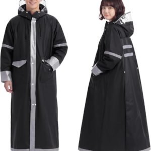 [Kimwood] 【レッドドット受賞 JIS 級防水＆シームレス】レインコート 自転車 5級撥水【激雨対応！強力防水構造】レインコート レディース メンズ リュック対応 超軽量 カッパ ポンチョ ポケット付き ロング丈 通勤通学 防災 アウトドア フェス