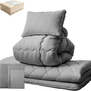 タンスのゲン 布団セット シングル 7点セット【極厚固綿50mm 三層敷布団】高反発 抗菌 防臭 洗える 収納ケース付き ホコリが出にくい 掛布団 敷布団 枕 カバー 布団 来客用 26700027(120260)