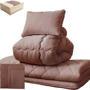 タンスのゲン 布団セット セミダブル 7点セット【極厚固綿50mm 三層敷布団】高反発 抗菌 防臭 洗える 収納ケース付き ホコリが出にくい 掛布団 敷布団 枕 カバー 布団 来客用 26700028(120262)