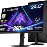 Amzfast 24.5インチ 280Hz ゲーミングモニター WQHD Fast IPS 1ms(MPRT) 136%sRGB HDR低ブルーライト VRR対応 PS5対応 Adaptive Sync 回転・昇降可能 HDMI2.1FRL×2 DP1.4×1 VESA 100*100 無輝点保証 5年保証 AMZG25F6Q Pro